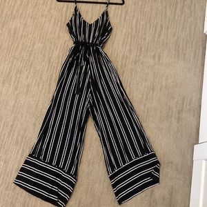 Black and white striped jumpsuit